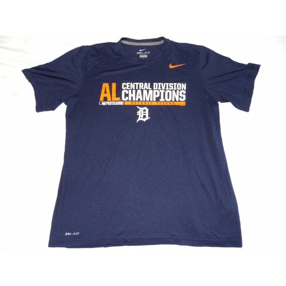 Nike Mens Large 2014 Detroit Tigers AL Central Division Champions T-Shirt Blue